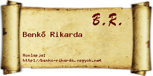 Benkő Rikarda névjegykártya